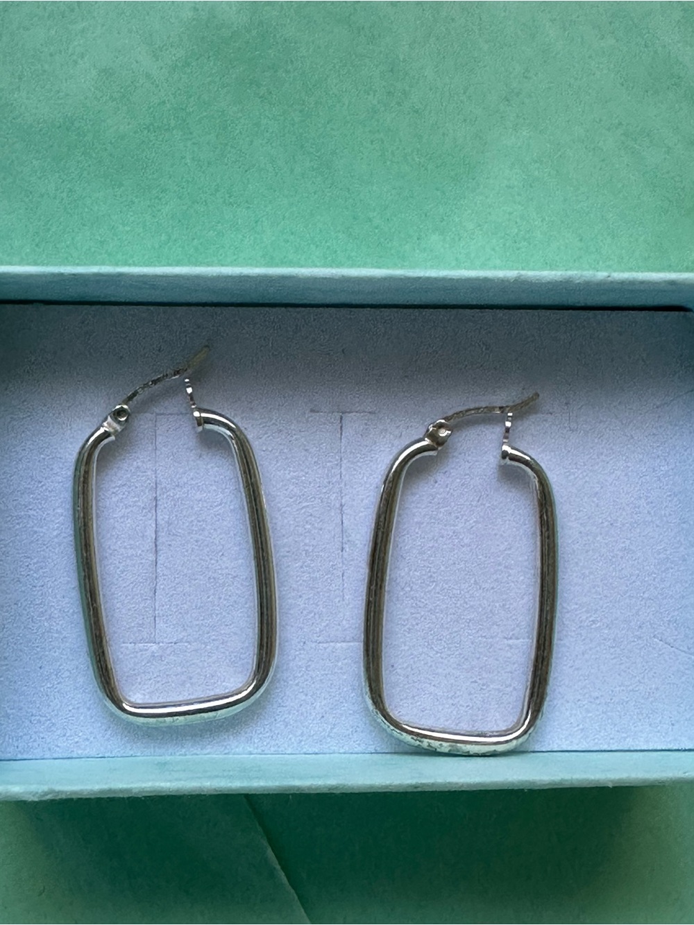 Sterling Silver 925 Rectangular Hoop Earrings